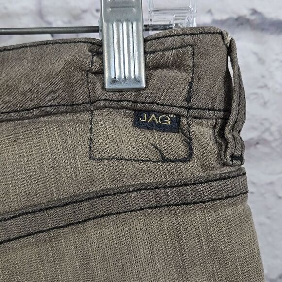 Women's JAG High Rise Straight-Leg Jeans Taupe Distressed Bleach Spots Denim 10 - Picture 7 of 13